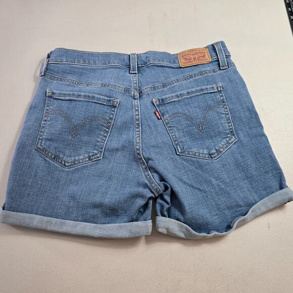 Levi's Jean Shorts Women's 28 Blue Medium Wash Mid Length Cuffed - Picture 8 of 12
